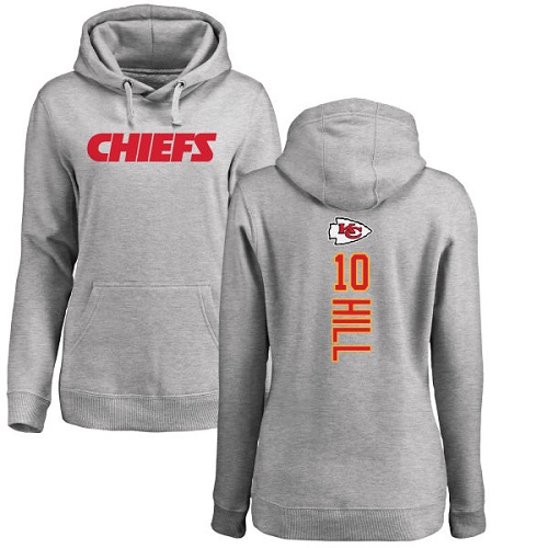 Women Football Kansas City Chiefs #10 Hill Tyreek Ash Backer Pullover Hoodie->nfl t-shirts->Sports Accessory